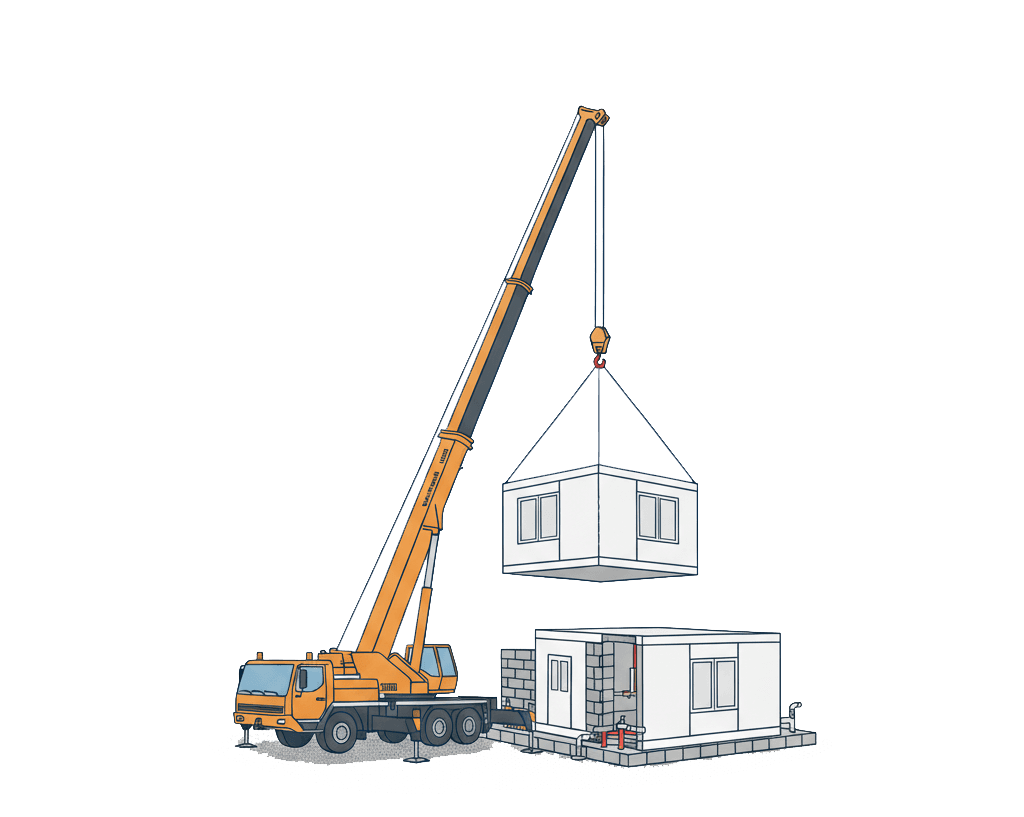 모듈러 건축 크레인 일러스트